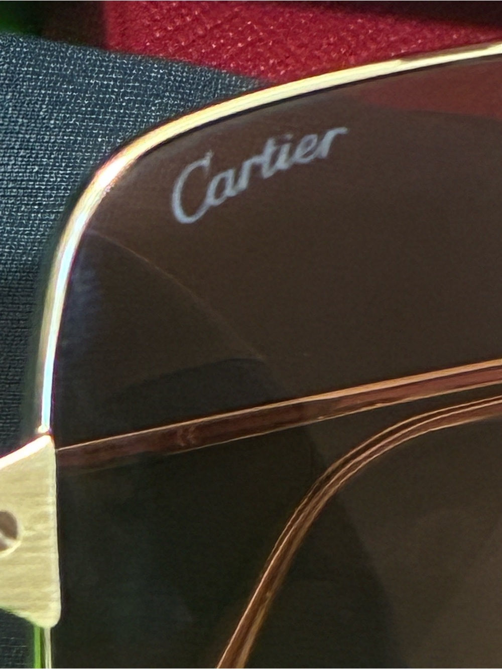 AUTHENTIC Cartier  unisex  Gold Frame Brown Lens Pilot Sunglasses love - Picture 12 of 17